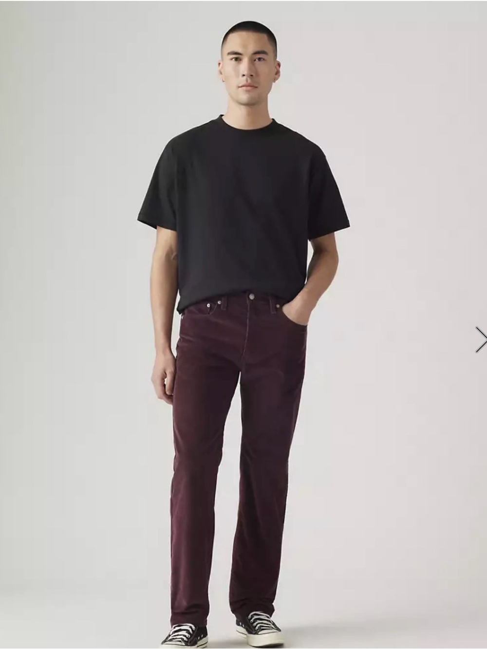 Men's Levi's 505 Straight Corduroy Pants in Deep Burgundy 31x32